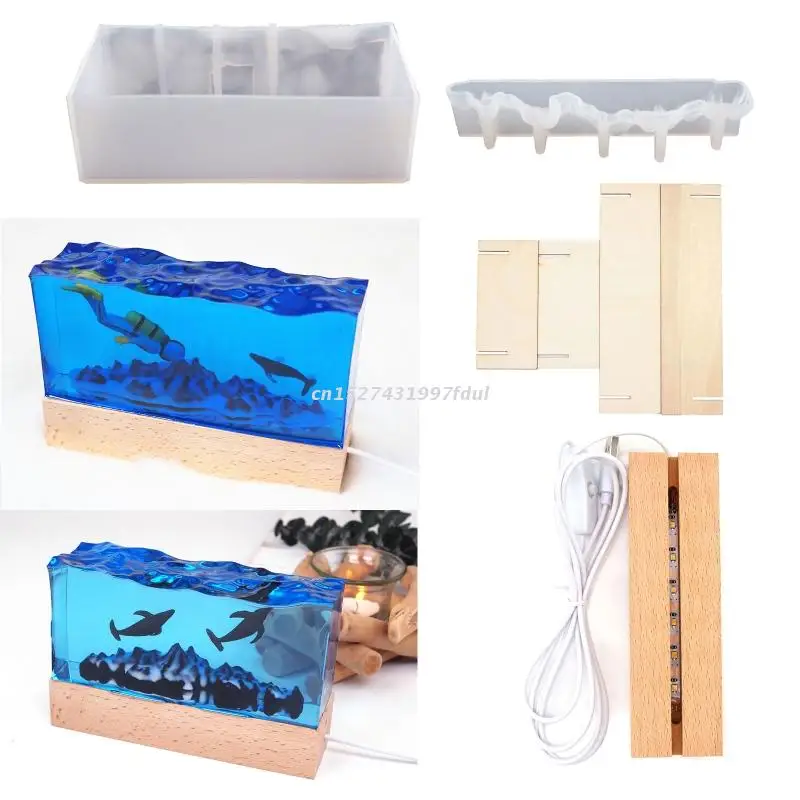 

Handmade Crystal Ornaments UV Crystal Epoxy Mold Mountain Sea Wave Resin Silicone Mould DIY Crafts Home Decorations Mold