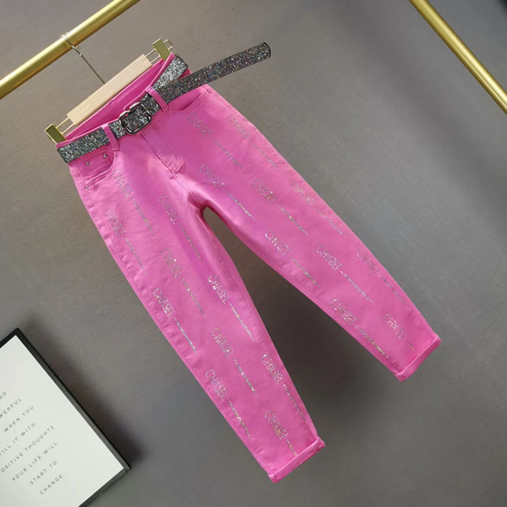 Джинсы женские с завышенной талией Модные свободные Стрейчевые брюки-карандаш