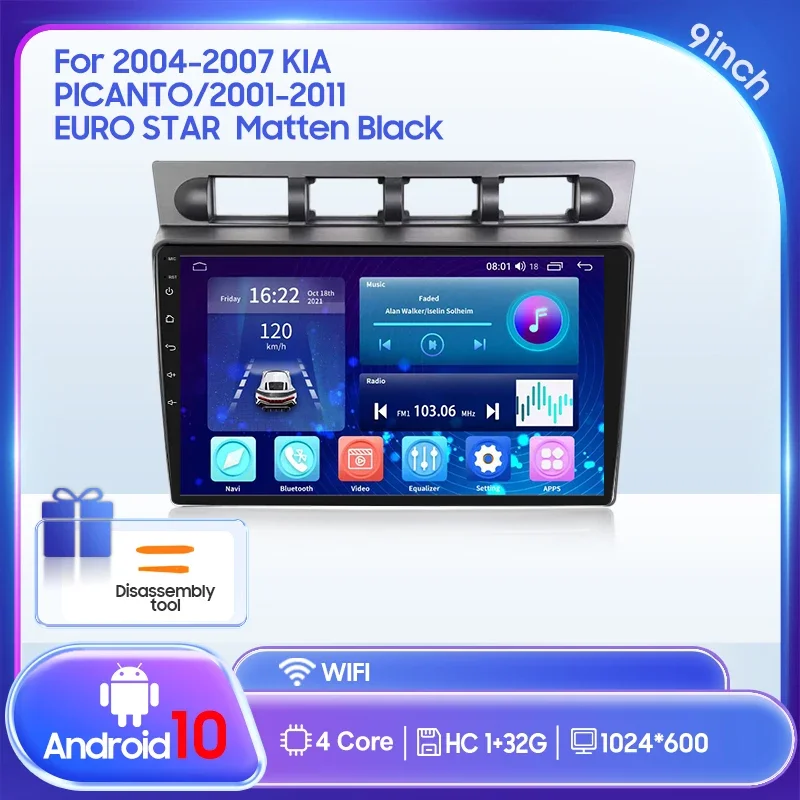 

Автомобильный мультимедийный плеер для Kia Picanto SA Morning 2004-2007 2K QLED Android 13 Автомобильный радиоприемник Видео AI Voice CarPlay GPS Головное устройство