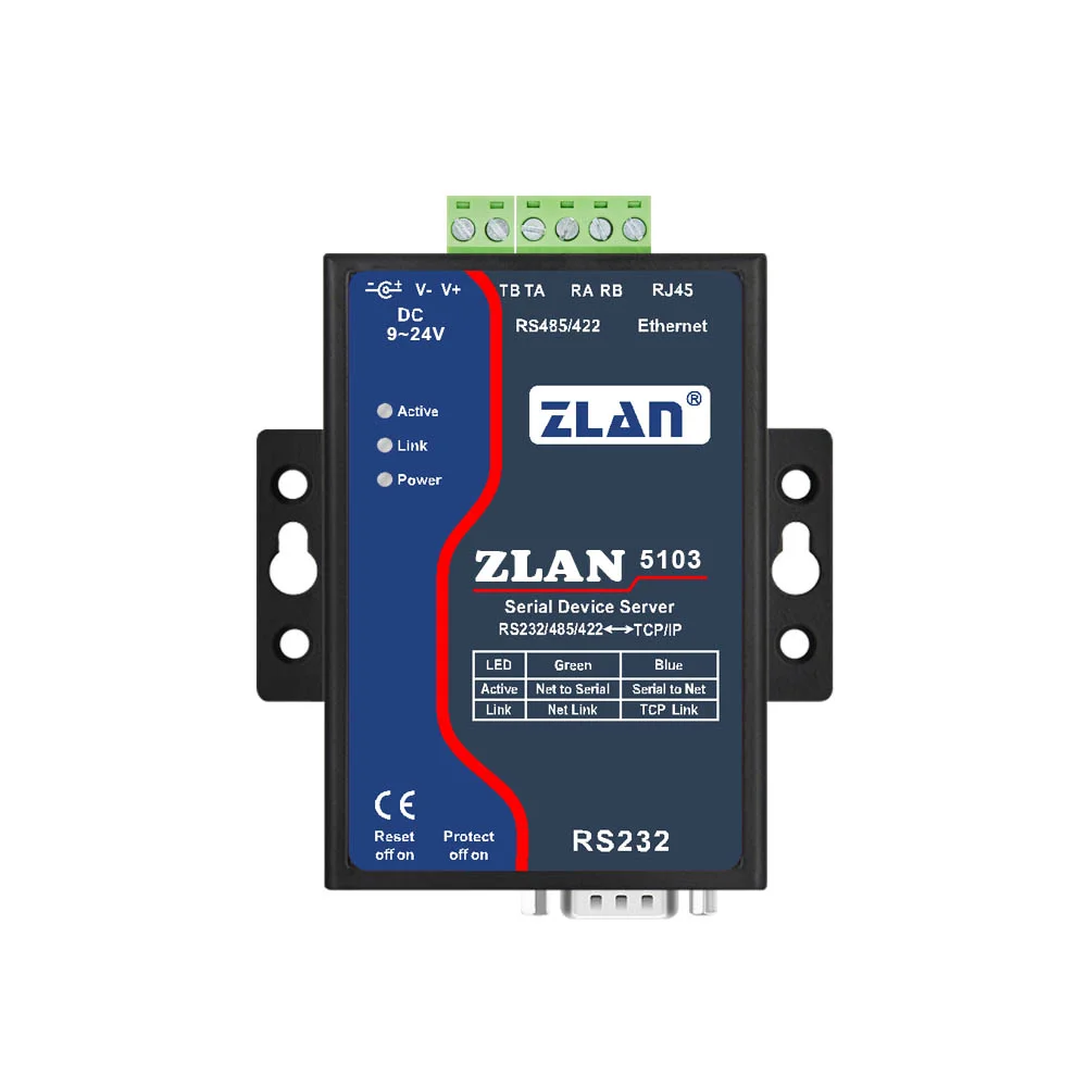 Сервер Zlan 5103 Rs232 Rs485 Rs422 к Ethernet Промышленные устройства связи Single To