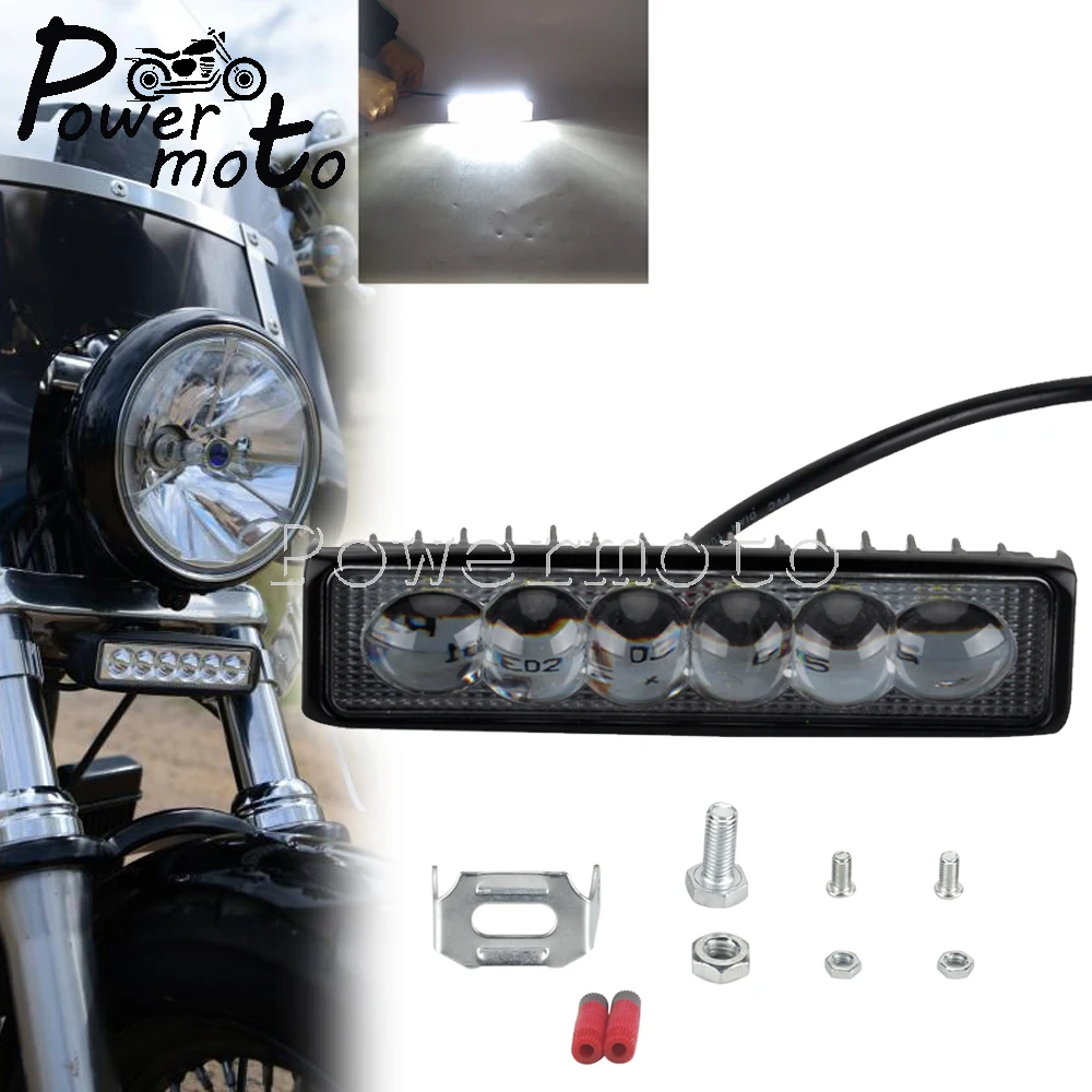 

Motorcycle 18W 6″ LED Spotlight Fog Work Light Bar For Harley Dyna Super Glide FXD 06-17 Softail Street Bob Slim FXBB Club Style