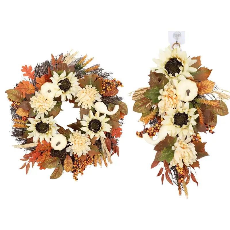 

Искусственные тыквы, венки, имитация кленовых листьев, белые тыквы, красная фотография, для Хэллоуина, фермерское украшение для дома