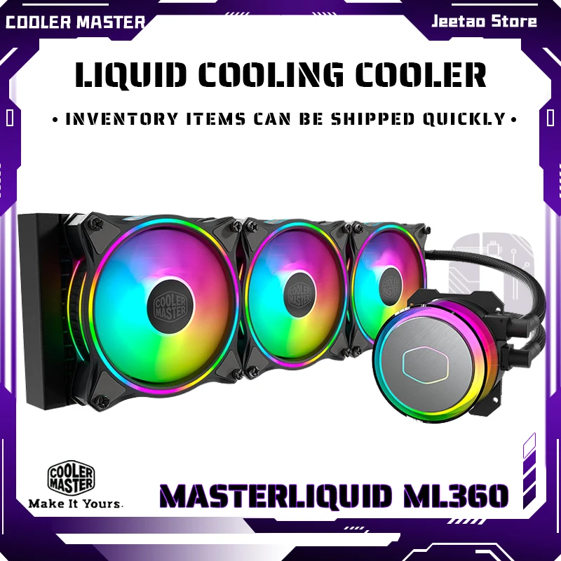 

Cooler Master MASTERLIQUID ML360 ILLUSION CPU Liquid Cooler 12CM 5V Addressable ARGB HALO Quiet Fan for 115X AM4 with Controller