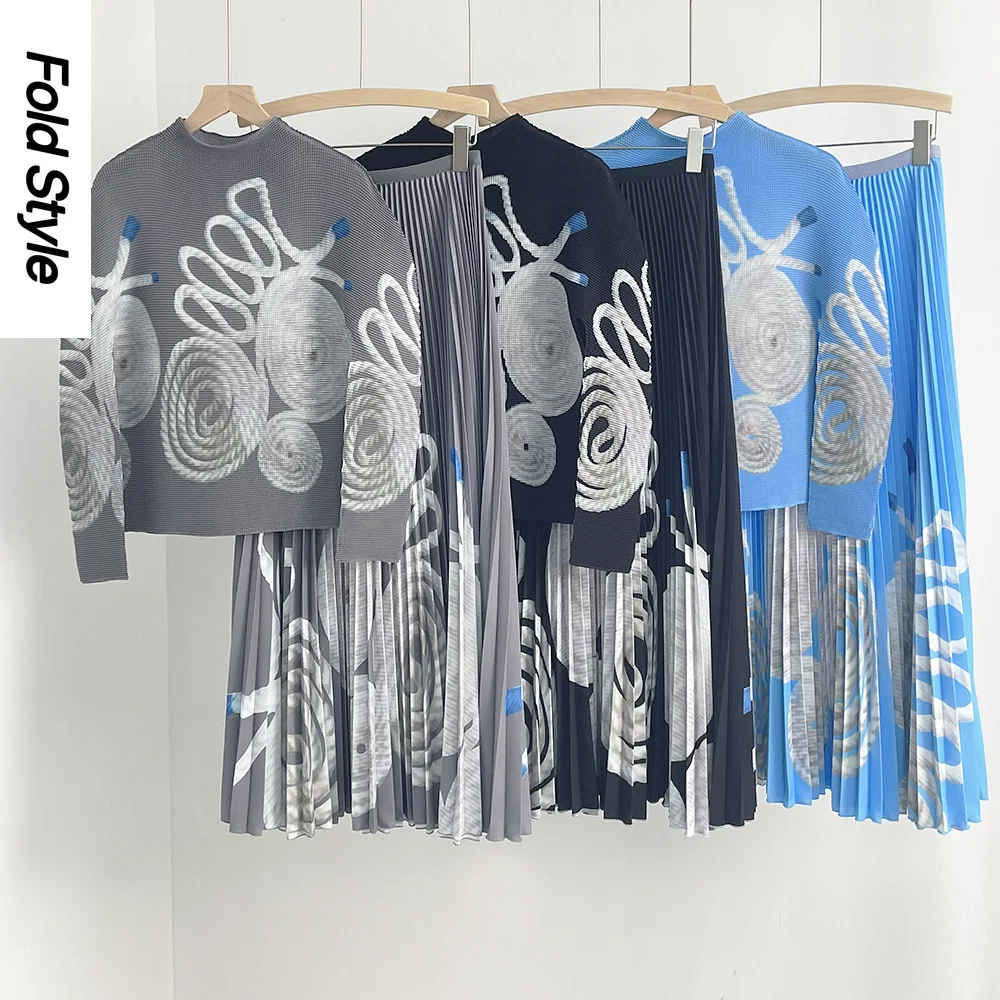 Комплект из двух предметов мягкая и удобная плиссированная юбка с высокой талией