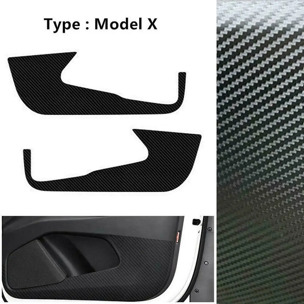 

Black Anti-Kick Pads Carbon fiber PVC Sticker Protector Cover For Tesla Model X Replacement 2pcs Durable Practical
