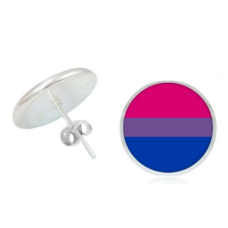 

Gay Pride Rainbow Rainbow Striped Gay Glass Cabochon Stud Earrings Lesbian Jewelry