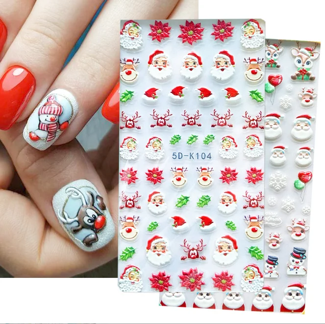 

Christmas 5D Nail Art Stickers Holographic Valentine's Day Adhesive Decals Decor Nails Art Nails Accesories Nail Sticker Foil
