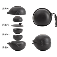 black crockery ceramic teapots with 3 tea cups porcelain gaiwan kung fu teaset portable teaware travel tea set drinkware gifts