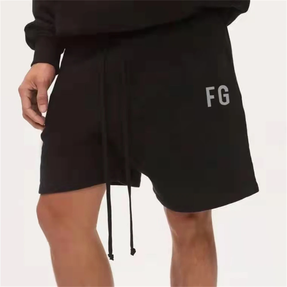 22SS KANYE WEST primavera e verão nova marca de moda rua ESSENTIALS 1:1 FG impressão letras shorts cintura elástica masculina calças femininas