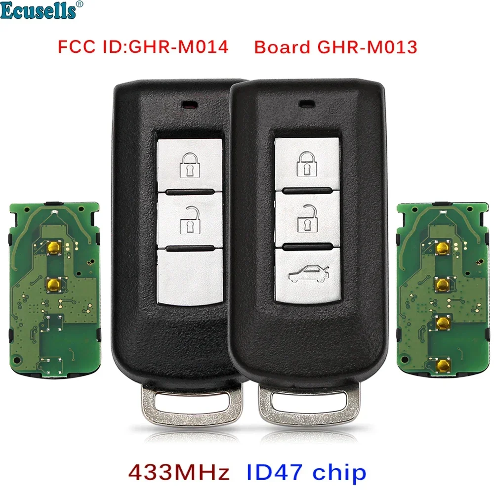 Умный дистанционный брелок Ecusells с 2/3 кнопками 434 МГц 47 чипов для Mitsubishi Xpander Eclipse Cross