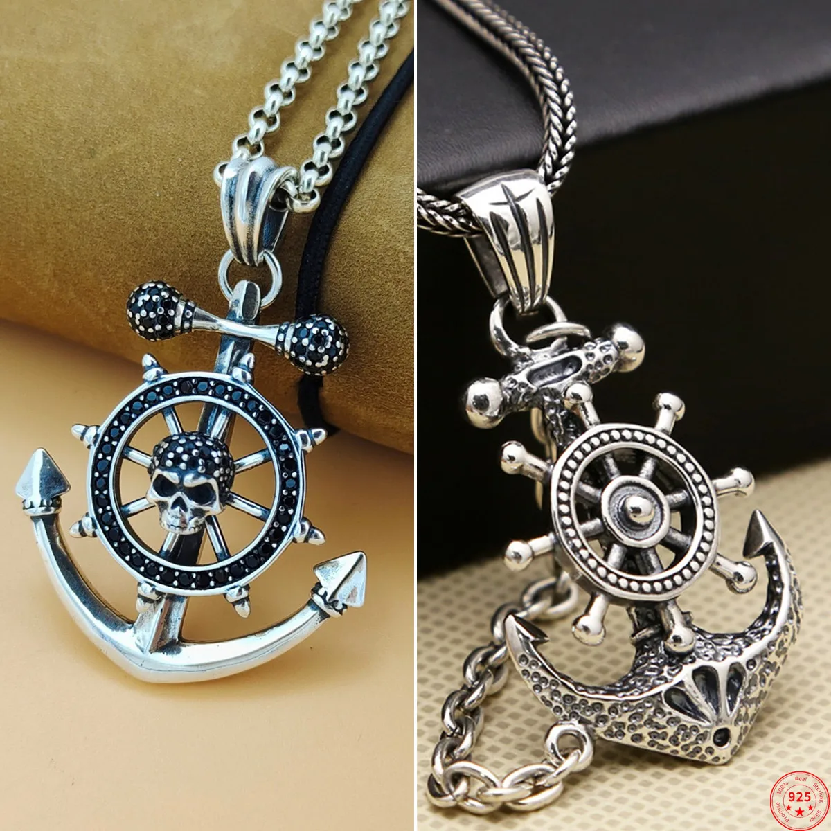 S925 Sterling Silver Pendant 2022 New Popular Personality Anchor Pirate-chain Pure Argentum Fashion Punk Jewelry for Men
