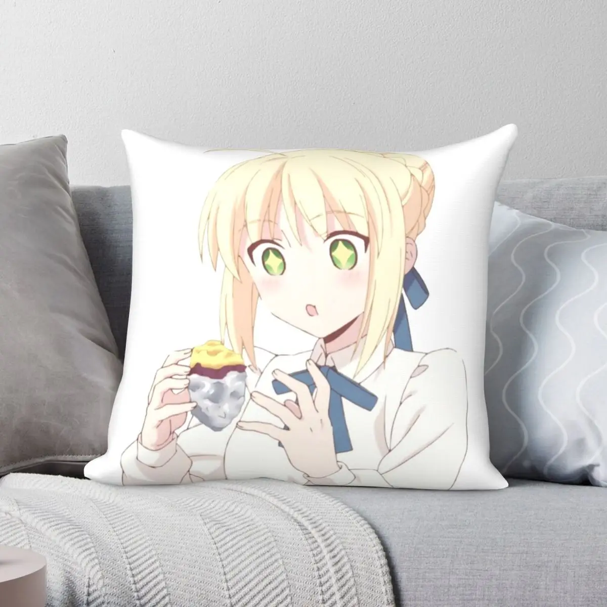 

Saber With Baked Potato Pillowcase Polyester Linen Velvet Pattern Zip Decor Home Cushion Cover