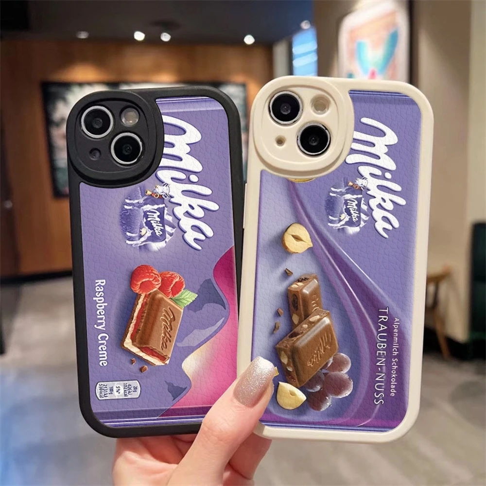 Фото Чехол для телефона Milka Chocolate Cow Cookies для Iphone 16 15 14 Pro Max 13 12 11 Mini Xs Puls из овечьей кожи, силиконовый чехол №1