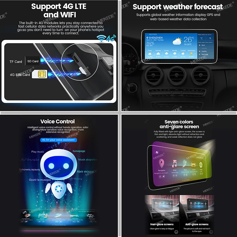 4G LTE 1920*720 Android12 Screen for Mercedes Benz C Class W205 2014-2018 with GPS Navigation Radio Stereo BT Multimedia Carplay - купить по