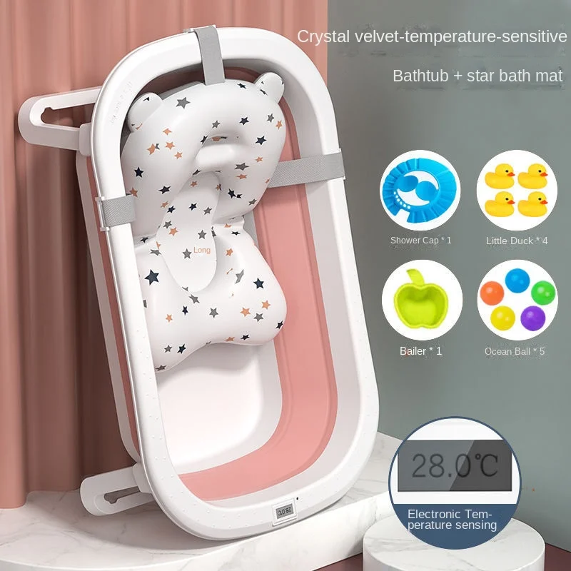 Universal bath tub for children with recliner extended baby and newborn products baby folding bath tub