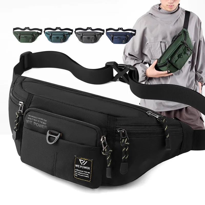 New trend chest bag, outdoor sports waist bag, mobile phone bag, men's casual crossbody bag, silver receipt bag, simple backpack