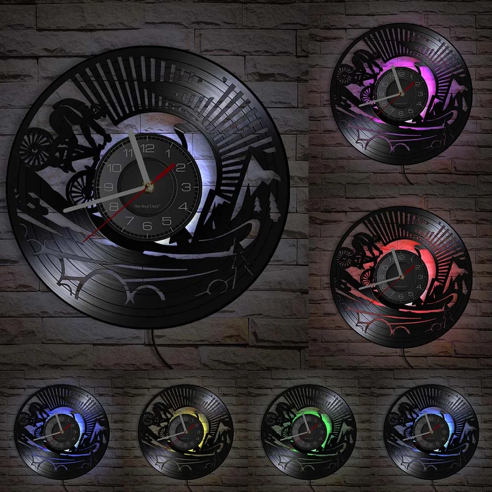 Настенные часы для горных байкеров винтажные виниловые настенные езды на горном