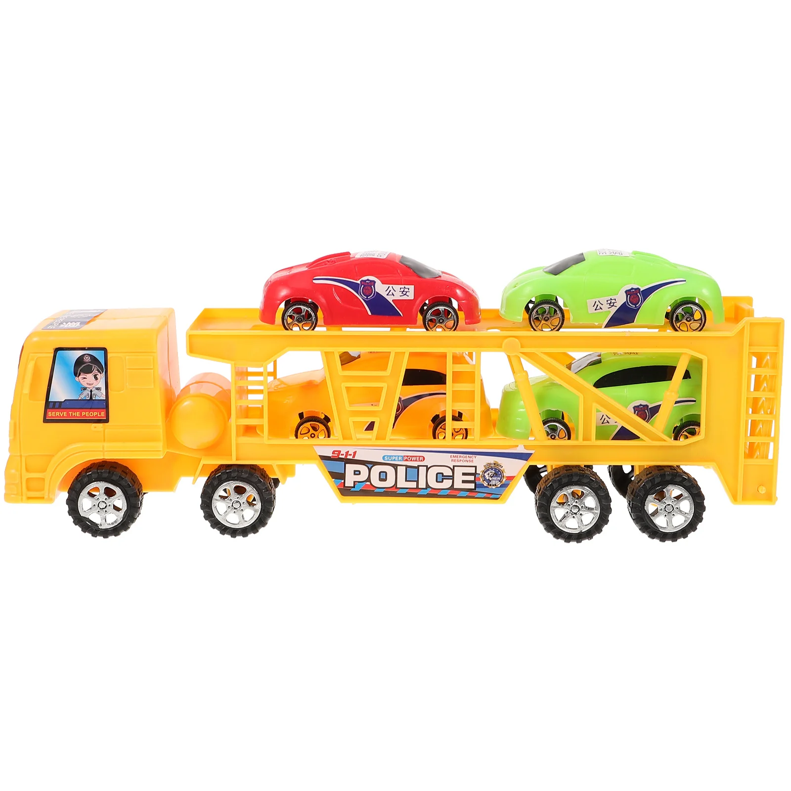 

Truck Model Car Toy Plastic Double-deck Trailer Toy Car Truck Identify Toy Car Model