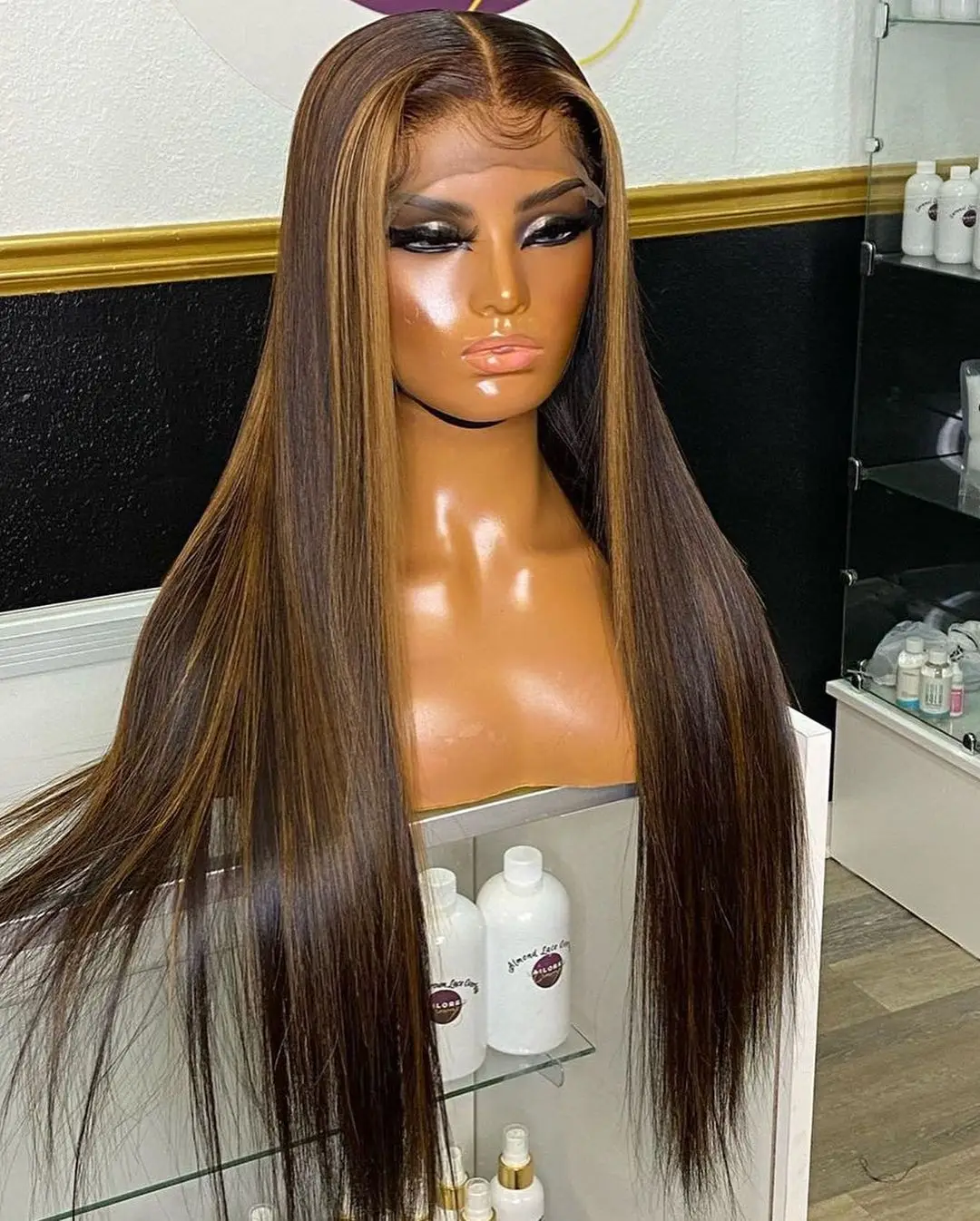 360 HD Lace Front Human Hair Wig 13x6 13x4 Highlight Straight Glueless Frontal Brazilian Ombre PrePlucked Virgin For Black Women