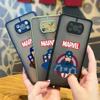 captain america marvel for xiaomi mi 11t 11 10 ultra pro lite note10 poco x3 f3 gt nfc m3 frosted translucent phone case cover