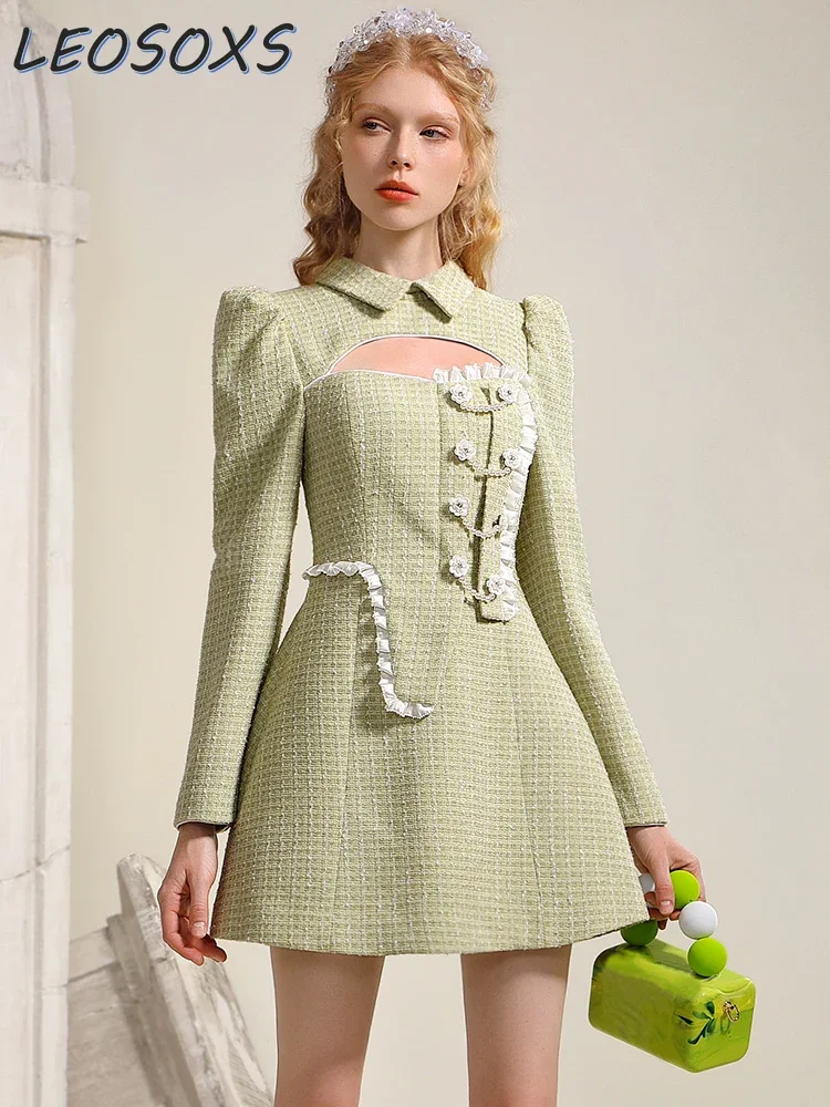 LEOSOXS высококачественное платье с длинным рукавом осень 2024 нишевое ощущение