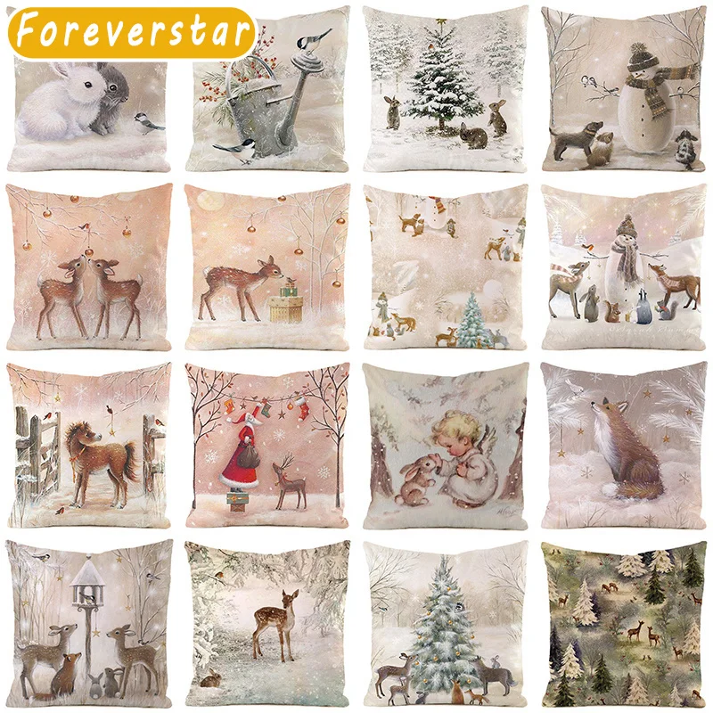 

Christmas Decorative Pillow Cover For Home Cushion Cover Cute Animal Throw Pillowcase Xmas Decorations Pillow Case Funda Cojín