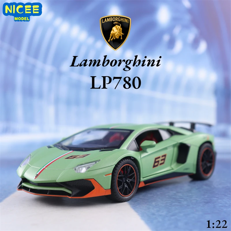 

1:22 Lamborghini LP780 sports car Simulation Diecast Metal Alloy Model car Sound Light Pull Back Collection Kids Toy Gifts A602