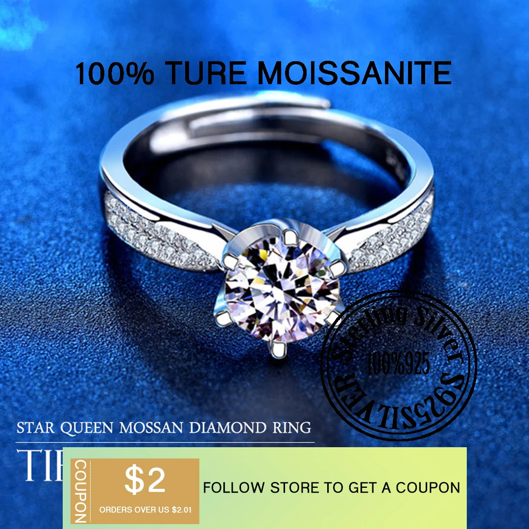 

Кольцо из серебра 925 пробы с муассанитом, со светильник Дой и бриллиантами