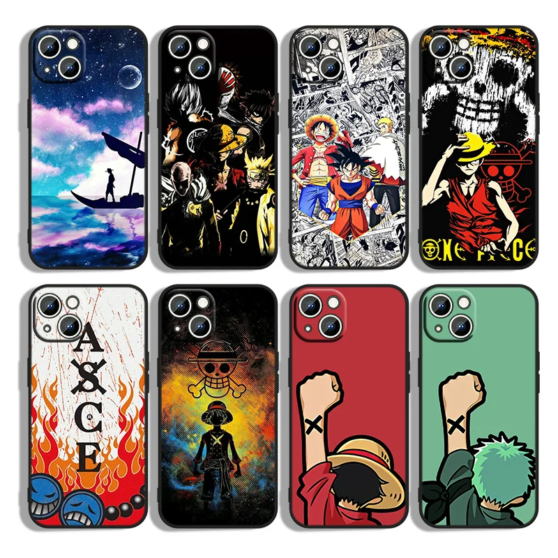 

Anime Luffy One Piece For iPhone 13 12 mini 11 XS Pro Max XR X 8 7 6S 6 Plus 5 5S SE 2020 Black Phone Case Cover Capa