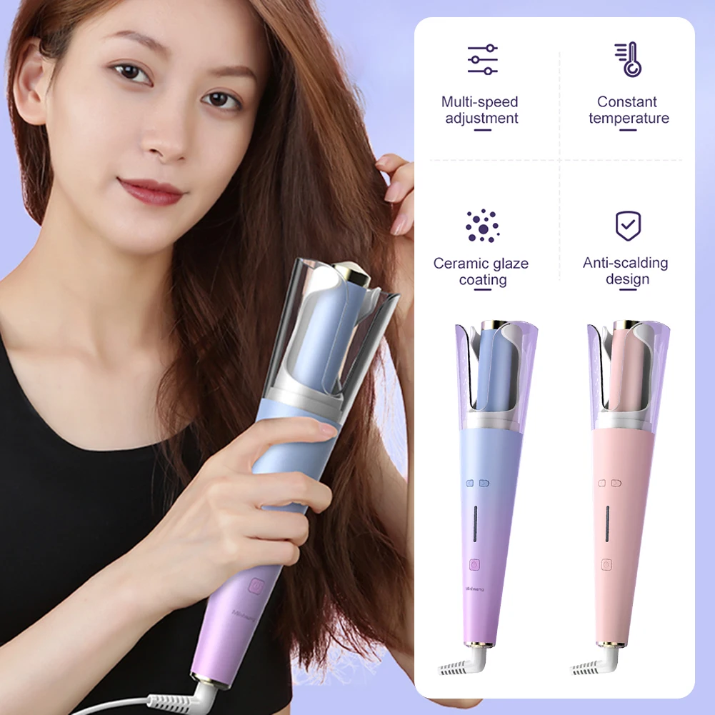 

Automatic Hair Curler Negative Ion Electric Rotating Hair Curling Iron For Big Wave Adjustable 4 Temperatures Hair Styling Tool