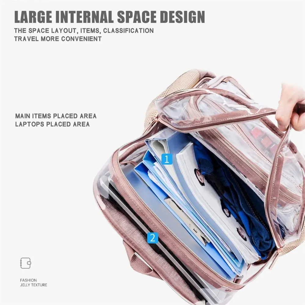 Clear Backpack, Transparent Stadium Approved Bookbag Heavy Duty See Through School Bag-Black