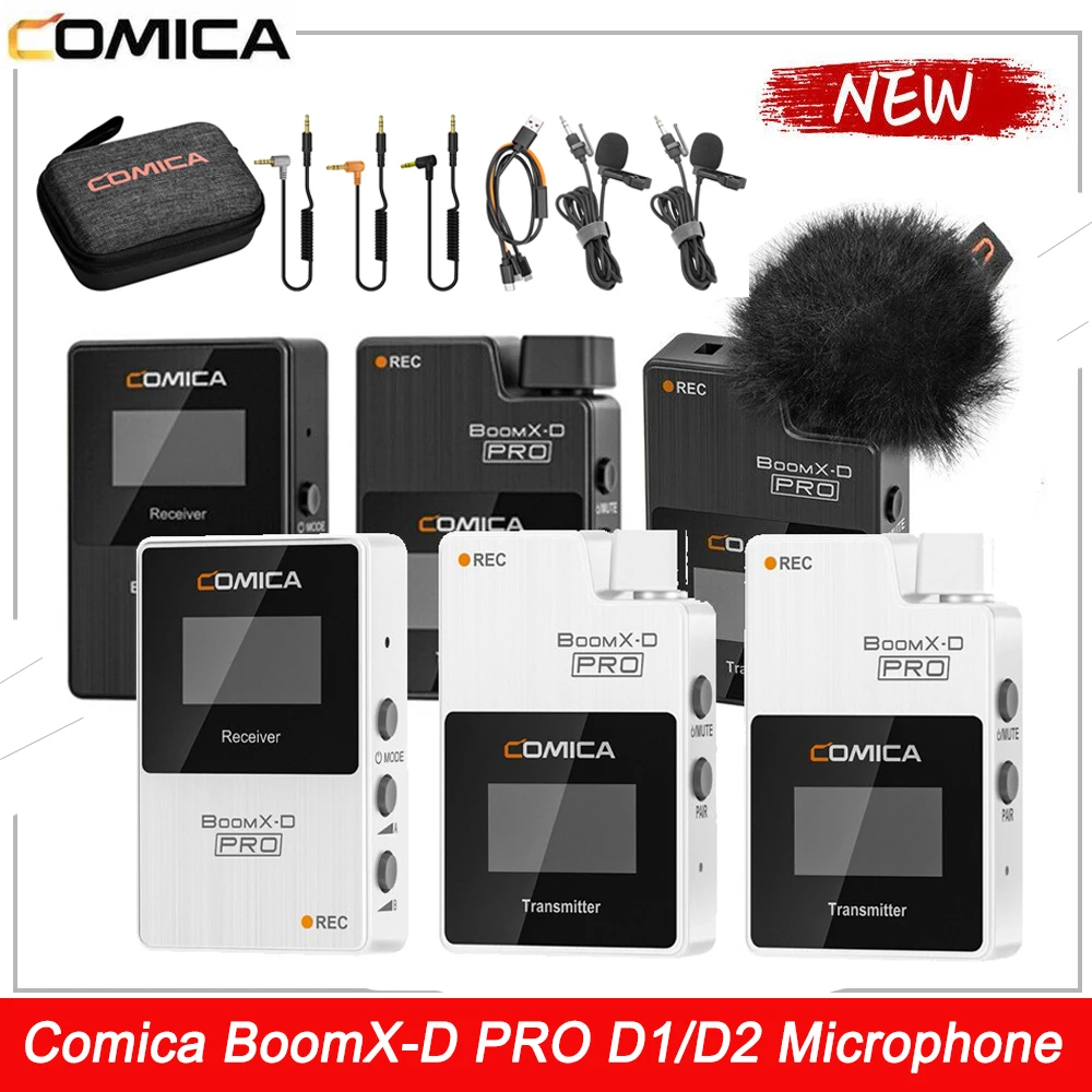 

Comica BoomX-D PRO D1 D2 2.4G Wireless Microphone 2.4G Dual-channel Lapel Mic For Camera Phone PC Youtube Streaming Blogger