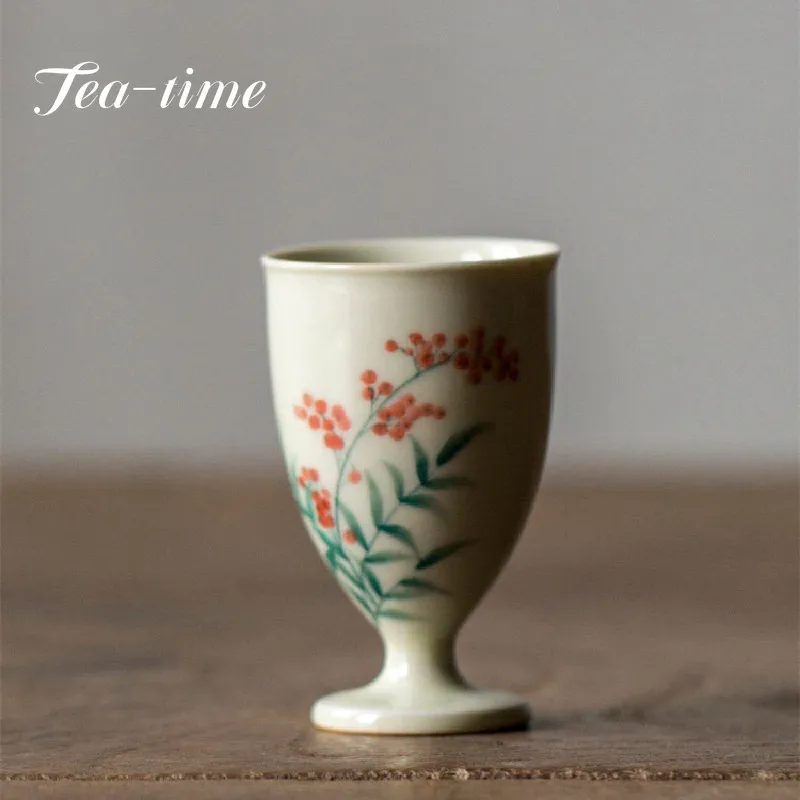 

30 мл ручная роспись плодотворная керамическая чайная чашка ручной работы медово-желтая глазурь одна чашка подглазурная цветная большая ча...