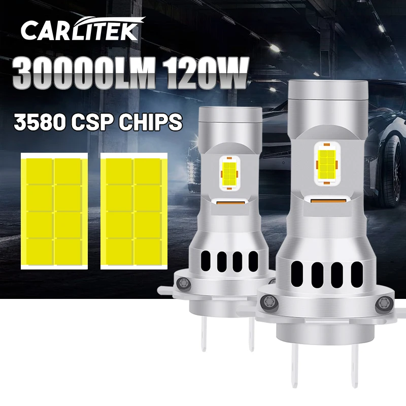 

H7 LED Headlights 30000LM High Low Beam Two-sided CSP Chips Plug and Play Wireless Diode Mini Car Lights Adapter 6000K 120W Fog