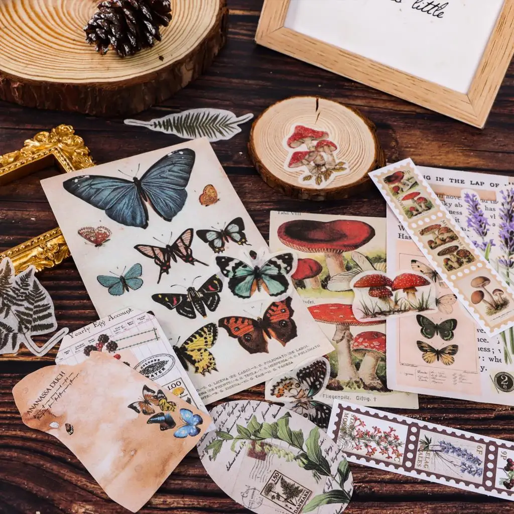 

4 packs Vintage Scrapbook Paper Washi Paper Sticker DIY Childhood Painter Time Vegetation Notebook sticker