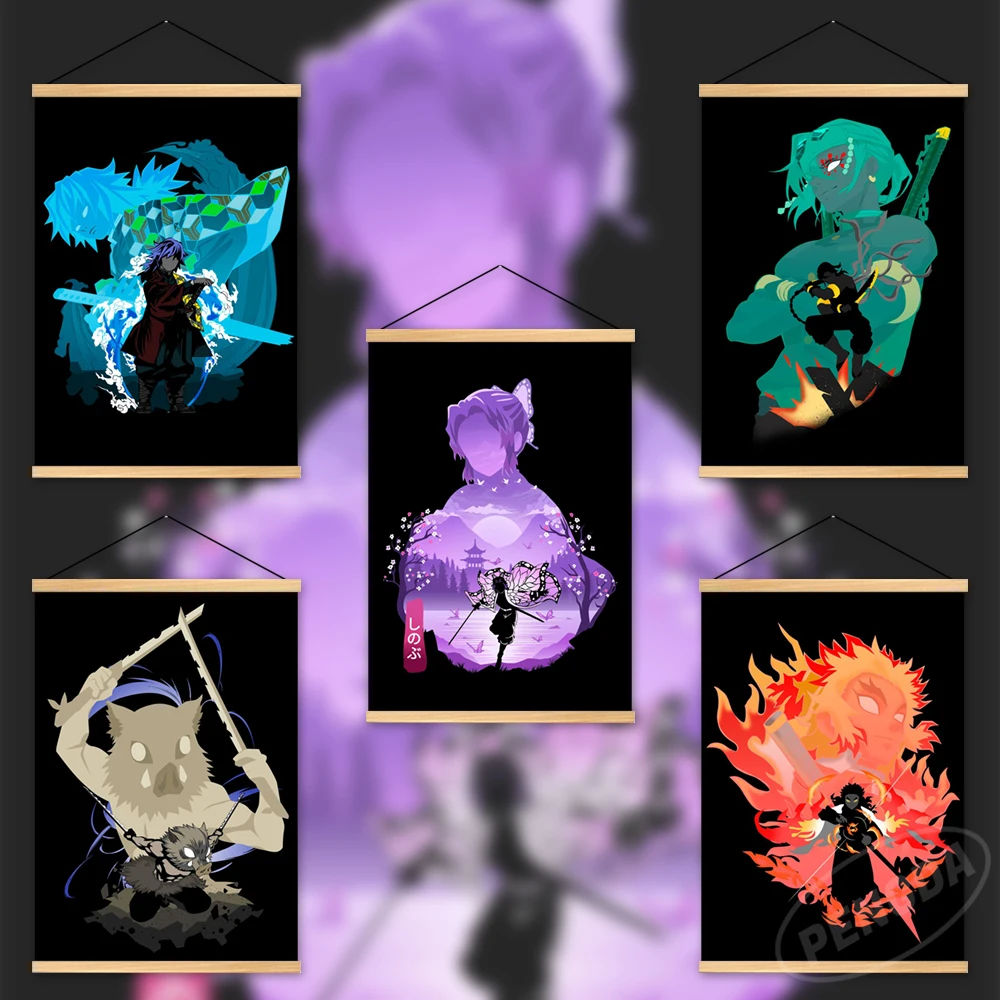 

Home Decoration Demon Slayer Wall Anime Art Tomioka Giyuu Painting Hanging Wooden Hashibira Inosuke Canvas Print Picture Poster