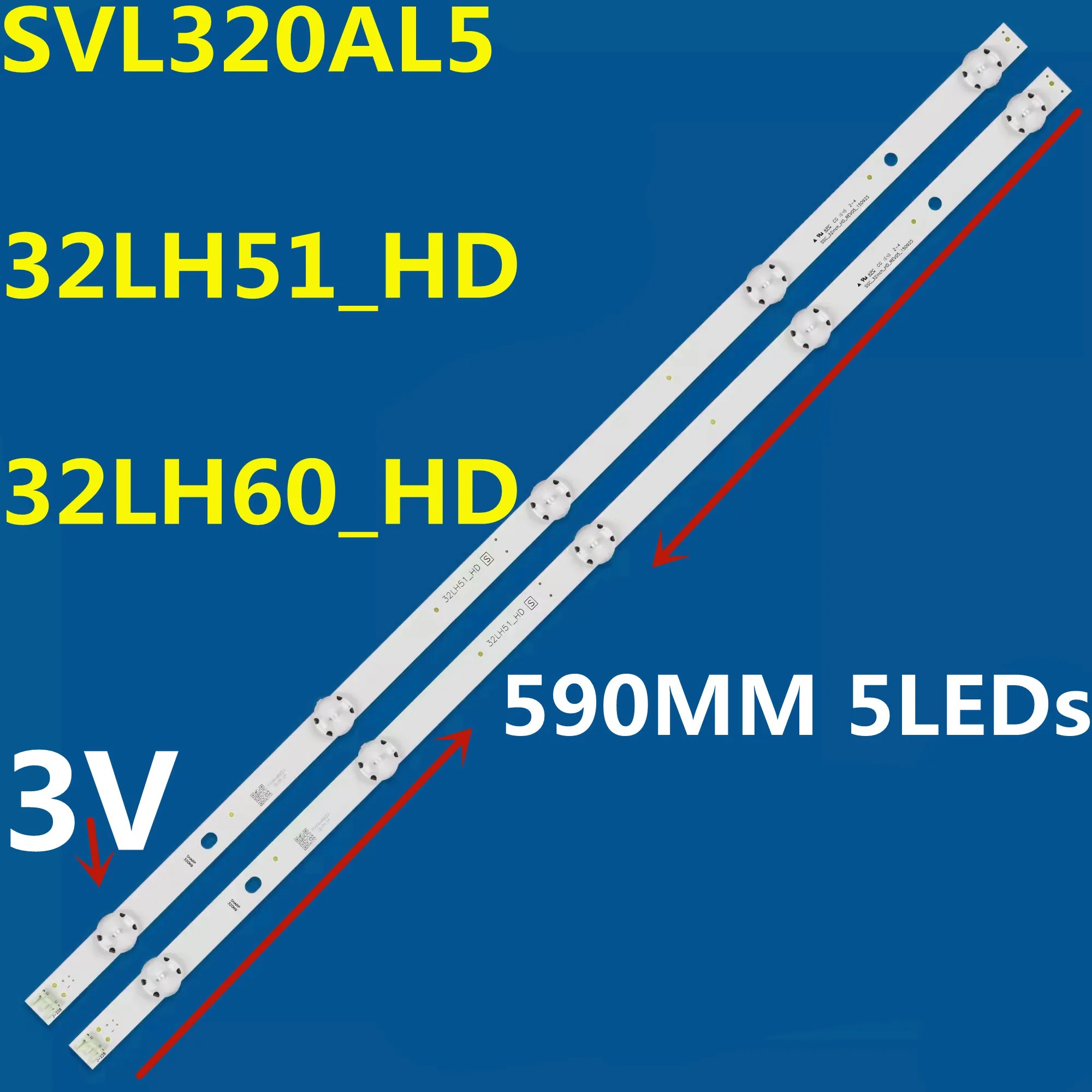 

New 2PCS LED Strip For 32LF510B 32LH510B 32LJ610V 32LJ610U LED ARRAY ASSY 32LJ61 SC_32LJ61_BOE(FHD)_5LED HC320DUN-ABSL1-A14X