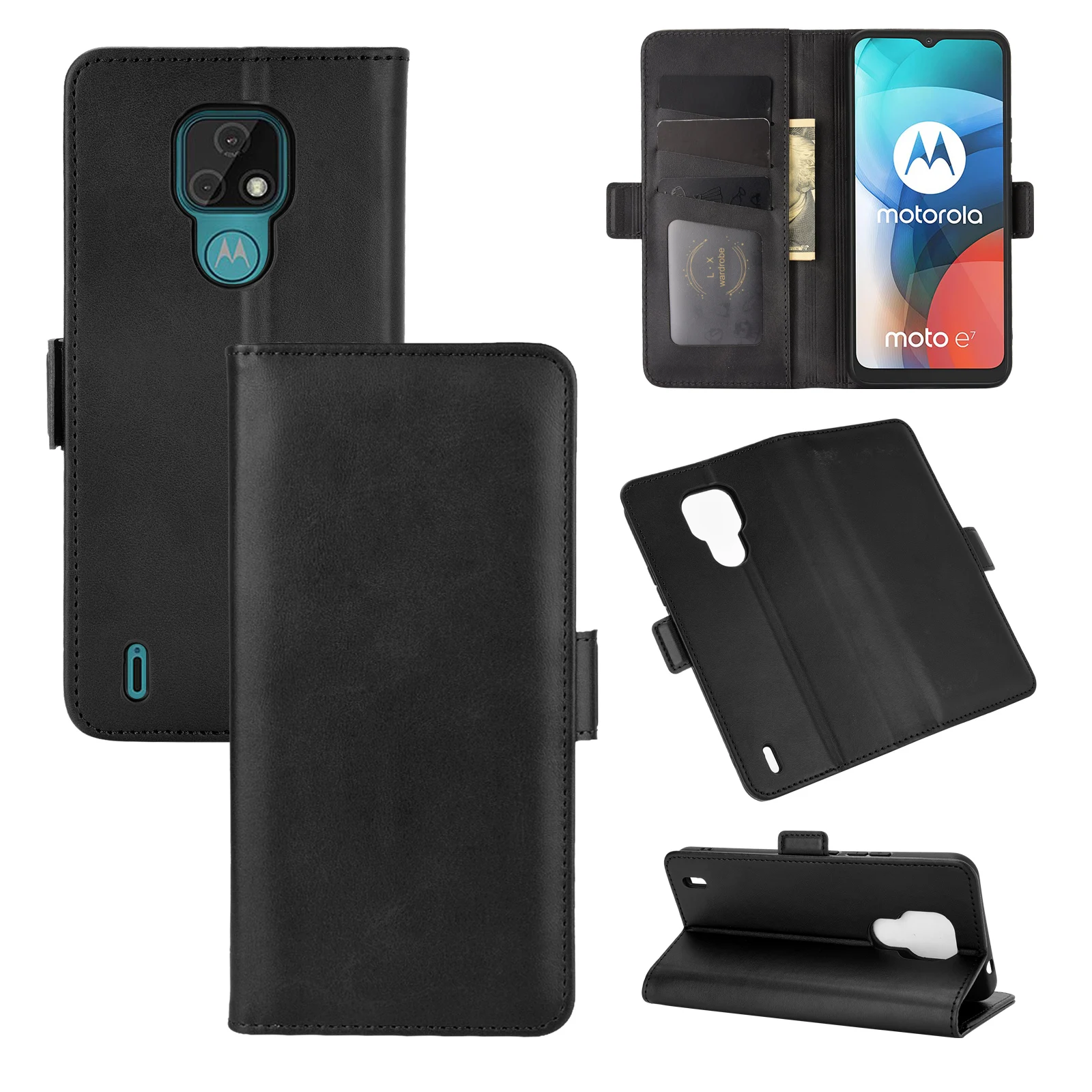 

Чехол-книжка для MOTO E7, кожаный чехол-кошелек с откидной крышкой, подставка, держатель для карт, Магнитный чехол для телефона MOTO E7, чехол