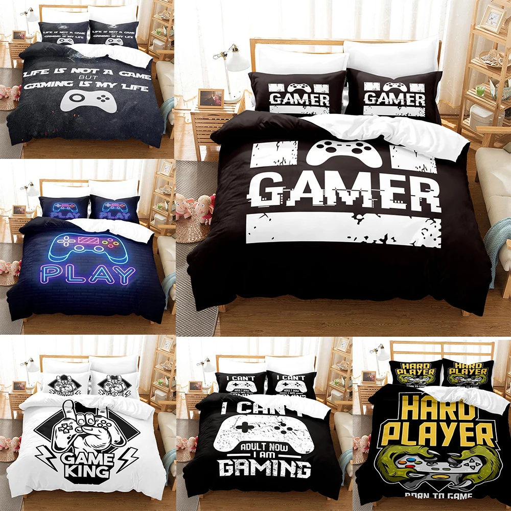 

Gamer Bedding Set Duvet Cover For Adult Kids Boys Game Controller Quilt Cover Set Bedspread 2/3 Pcs