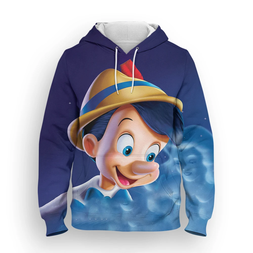 

2022 New Spring Autumn Men's Hoodie Disney Cartoon Anime Pinocchio 3D Printing Men's Sweater Streetwear Men's Pullover