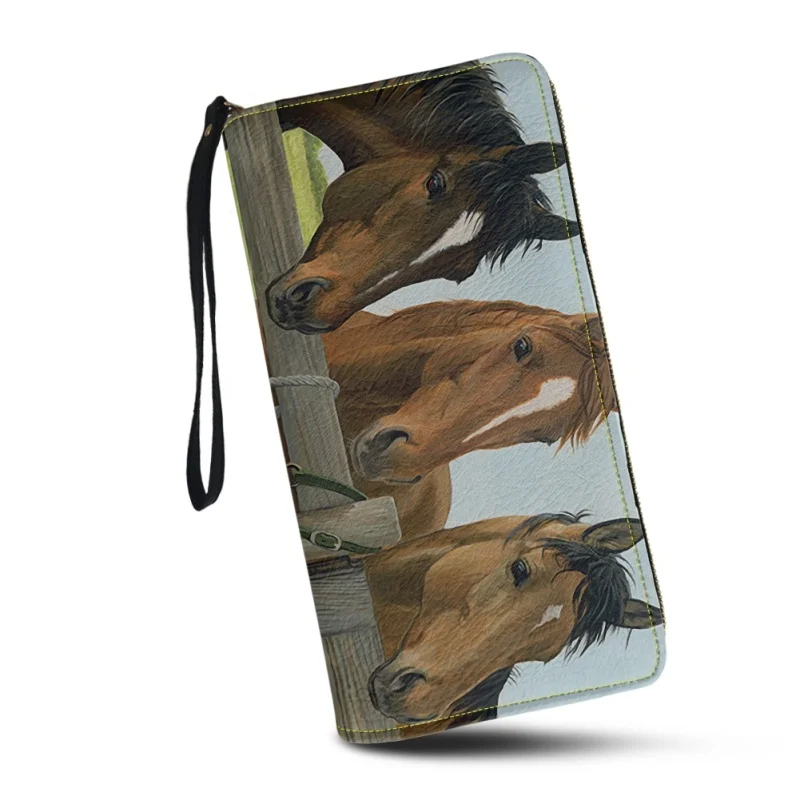 Belidome Womens Wallet Horse Print Zip Around Long Purse RFID Blocking Card Holder Clutch Large Leather Phone Wriselet Handbag