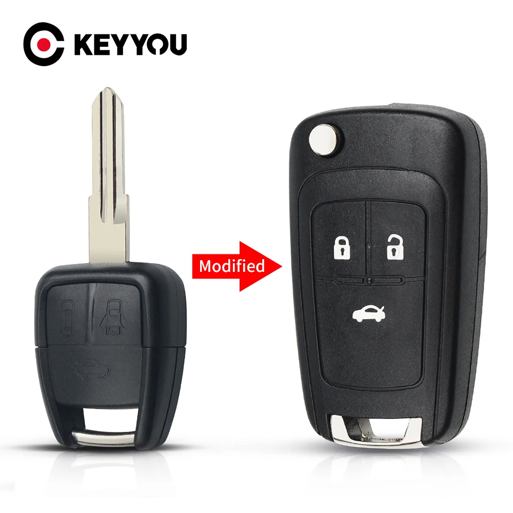 

KEYYOU Modified Folding Remote key case shell For Chevrolet Cruze Aveo Opel For GM 3 Car switchblade key Auto Flip key housing