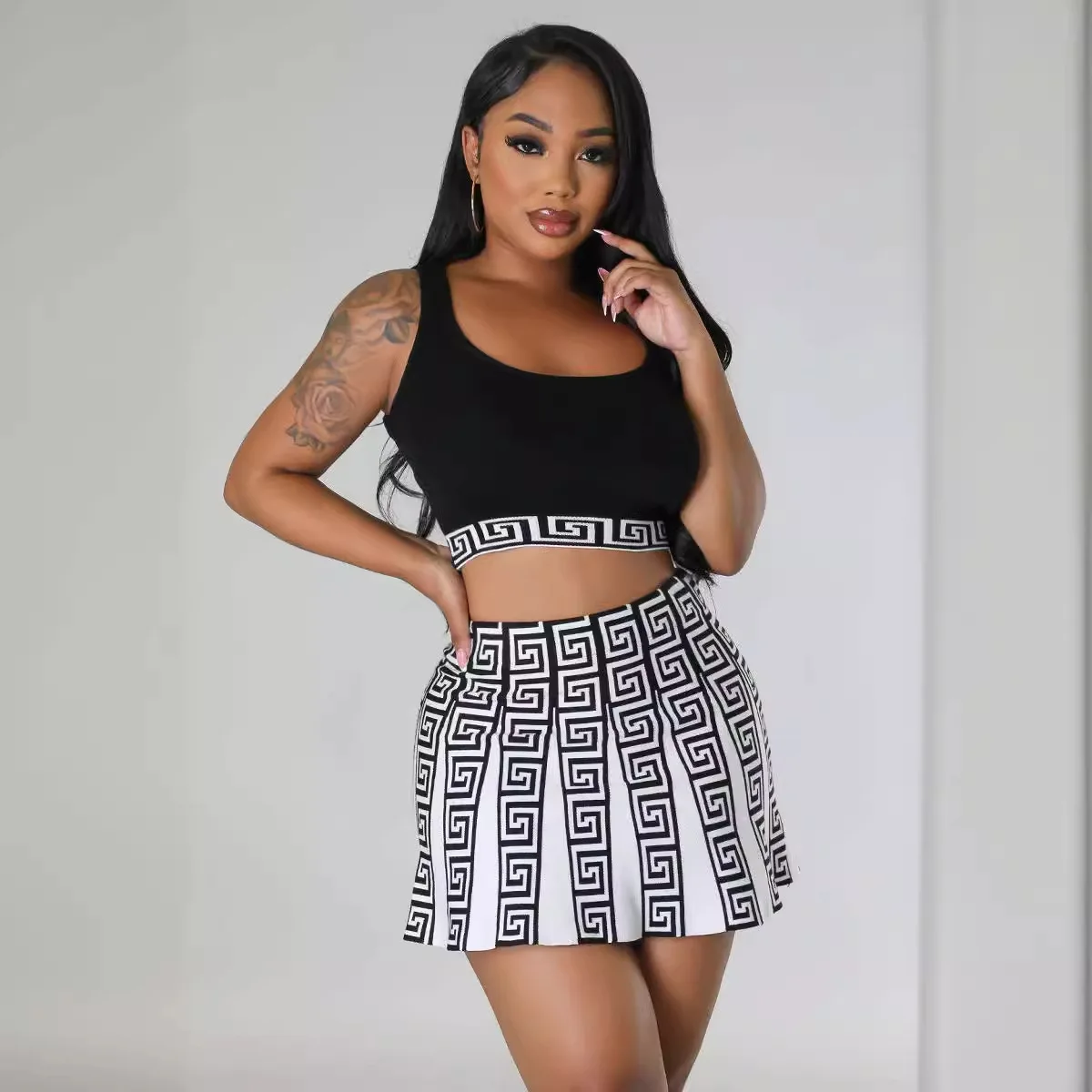 Женский трикотажный комплект из двух предметов повседневная трикотажная