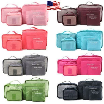 6pcs Travel Bags Waterproof Clothes Storage Luggage Organizer Pouch Packing Cube Home Accessories