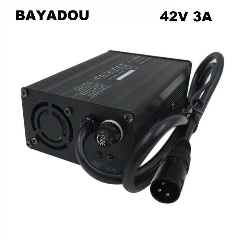 

42V 3A Li ion Ebike Charger 10S 36V 36 Volt Lithium Electric Bike Bicycle Scooter Battery Fast Smart Charger XLR Connector
