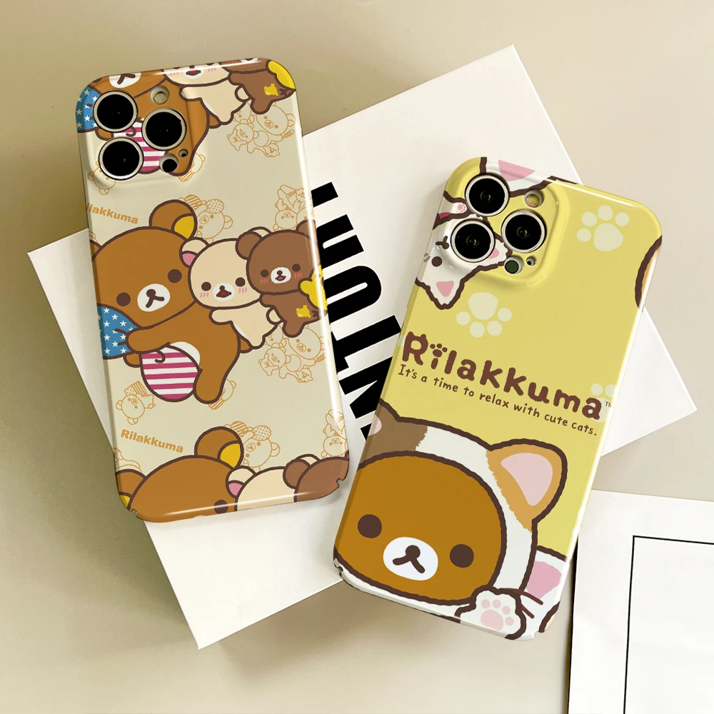 Чехол для телефона Cyte Kawaii R-Rilakkuma Samsung S23 22 21 Fe Ultra Plus A04 33 5G глянцевый твердый чехол с