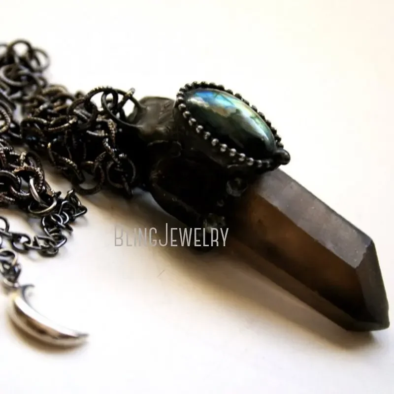 10 шт. ожерелье из дымчатого кварца Лабрадорита талисман Викка ведьма эмо