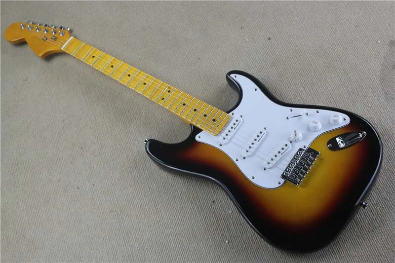 

free shipping factory custom new Scallop Maple Fingerboard STsunburst Electric Guitar reversed headstock SSS pickup 8pai
