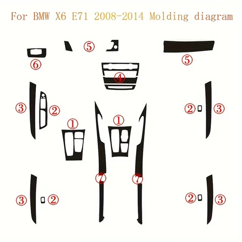 Автомобильный Стайлинг, углеродное волокно, салон автомобиля, центральная консоль, изменение цвета, литые наклейки, наклейки для BMW X6 E71 2008-2014