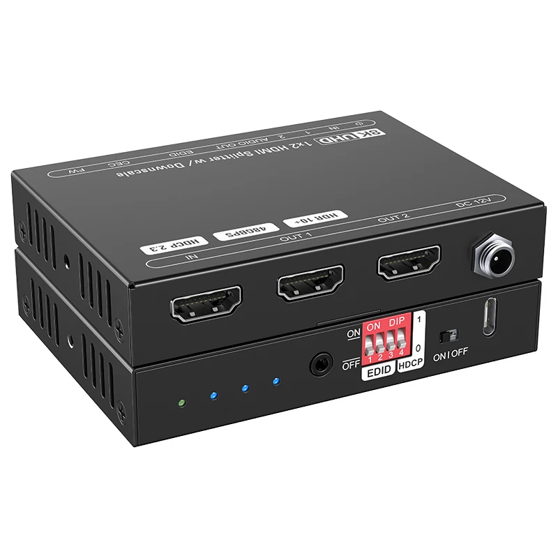 

HD2.1 Разветвитель 8K 60 Гц 4K 120 Гц HD Разветвитель 1x2 1 в 2 выхода Конвертер видеораспределителя CEC 3D HDR10+ для PS4 PS5 XBOX PC TV